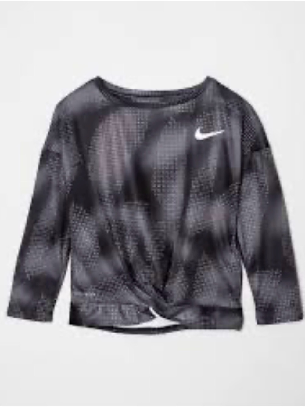 Nike Kids' Black Twist-Hem Long Sleeve Top- Brand New With Tags